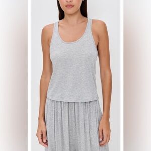 Lunya Pima Cotton Curved Hem Tank Top Shirt Heather Grey